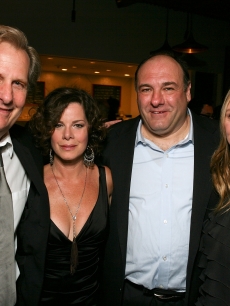 Jeff Daniels, Marcia Gay Harden, James Gandolfini and Hope Davis pose at the party for the opening night performance of “God of Carnage” at Center Theatre Group’s Ahmanson Theatre in Los Angeles on April 13, 2011