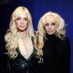 Lindsay Lohan and Victoria Gotti pose together the “Gotti” press conference at Sheraton New York Hotel & Towers, Central Park West Room in New York City on April 12, 2011