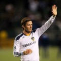 David Beckham waves to the fans after the Galaxy defeated the Portland Timbers 3-0 in their MLS match at The Home Depot Center in Carson, Calif. on April 23, 2011