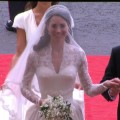 Catherine Middleton arrives at Westminster Abbey for her wedding to Prince William in London on April 29, 2011