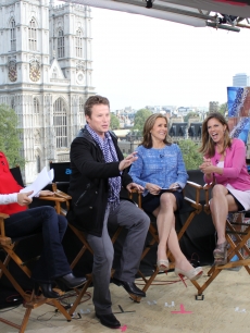 Meredith Vieira and Natalie Morales finish up their interview with Access Hollywood Live’s Kit Hoover and Billy Bush, London, April 26, 2011