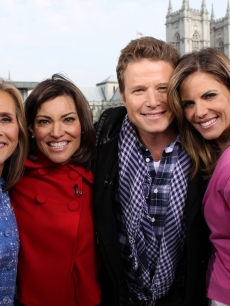 Meredith Vieira, Kit Hoover, Billy Bush and Natalie Morales pose together after their segment on Tuesday’s Access Hollywood Live, London, April 26, 2011