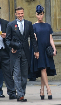 David Beckham and Victoria Beckham arrive to attend the Royal Wedding of Prince William to Catherine Middleton at Westminster Abbey in London on April 29, 2011 