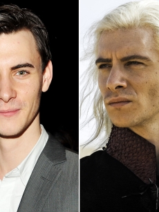 Harry Lloyd (left) and Harry as Viserys Targaryen in “Game of Thrones (right)
