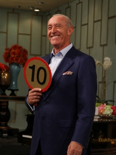Len Goodman from “Dancing with the Stars” brings his points paddle to Access Hollywood Live, May 12, 2011