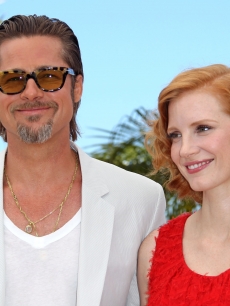 Brad Pitt and Jessica Chastain attend “The Tree Of Life” photocall during the 64th Annual Cannes Film Festival at Palais des Festivals in Cannes, France on May 16, 2011