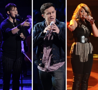 James Durbin, Scotty McCreery, Lauren Alaina on “American Idol,” May 4, 2011