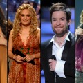 Jordin Sparks, Carrie Underwood, David Cook and Kelly Clarkson as they won their respective seasons of “American Idol”