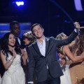 Scotty McCreery celebrates after being crowned the Season 10 winner on “American Idol’s” Grand Finale at the Nokia Theatre, Los Angeles, May 25, 2011