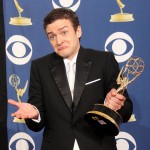 Justin Timberlake poses with his Emmy for Oustanding Guest Actor in a Comedy Series for ‘Saturday Night Live’ at the 61st Primetime Emmy Awards held at the Nokia Theatre, Los Angeles, on September 20, 2009