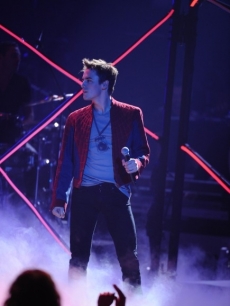 Reeve Carney and U2 perform during “American Idol’s” Grand Finale at the Nokia Theatre, Los Angeles, May 25, 2011
