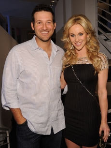 Tony Romo and Candice Crawford attend a private dinner hosted by Audi during Super Bowl XLV Weekend at the Audi Forum Dallas on February 5, 2011
