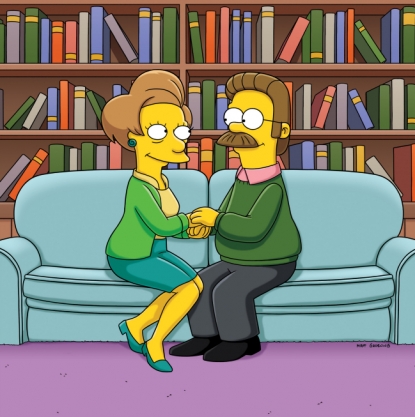 Ned Flanders and Edna Krabappel on “The Simpsons”