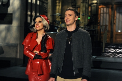 Justin Timberlake and Lady Gaga rehearse for “Saturday Night Live,” May 19, 2011