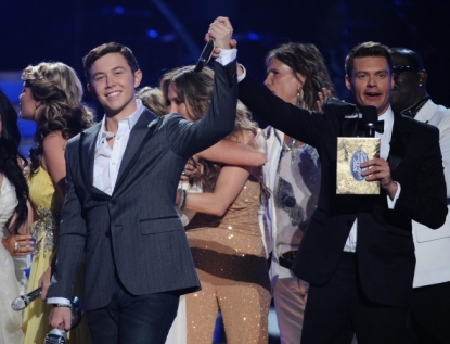 Scotty McCreery learns that he is the Season 10 winner on “American Idol’s” Grand Finale at the Nokia Theatre, Los Angeles, May 25, 2011
