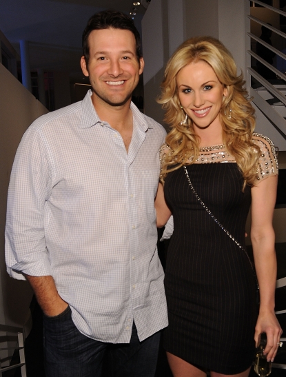 Tony Romo and Candice Crawford attend a private dinner hosted by Audi during Super Bowl XLV Weekend at the Audi Forum Dallas on February 5, 2011
