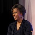 First Lady Michelle Obama discusses joining forces with Hollywood Trade Representatives at the Writers Guild Theatre in Beverly Hills, Calif. on June 13, 2011 