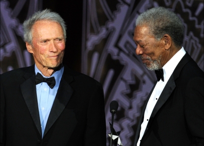 Clint Eastwood presents actor Morgan Freeman the 39th Life Achievement Award onstage at the 39th AFI Life Achievement Award honoring Morgan Freeman held at Sony Pictures Studios in Culver City, Calif. on June 9, 2011 