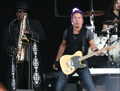 Clarence Clemons and Bruce Springsteen perform live with the E Street Band on day one of the 40th Pinkpop Festival at Megaland in Landgraaf, Netherlands on May 30, 2009 