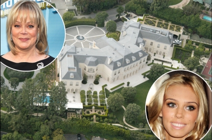 Spelling Mansion/ inset top: Candy Spelling, inset bottom: Petra Ecclestone