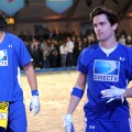 Joe Manganiello and Matt Bomer compete in DIRECTV’s Fifth Annual Celebrity Beach Bowl at Victory Park, Dallas, Texas, on February 5, 2011