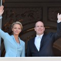 Princess Charlene of Monaco and Prince Albert II of Monaco pose on the balcony after the civil ceremony of the Royal Wedding of Prince Albert II of Monaco to Charlene Wittstock at the Prince’s Palace on July 1, 2011 in Monaco