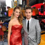 Rosie Huntington-Whiteley and Shia LaBeouf attend the “Transformers: Dark Of The Moon” premiere in Times Square, New York City, on June 28, 2011