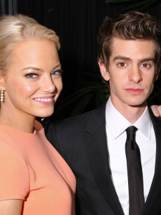Emma Stone and Andrew Garfield are all smiles at the Sony Pictures Classic 68th Annual Golden Globe Awards Party held at The Beverly Hilton hotel in Beverly Hills, Calif. on January 16, 2011