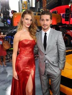 Rosie Huntington-Whiteley and Shia LaBeouf attend the “Transformers: Dark Of The Moon” premiere in Times Square, New York City, on June 28, 2011