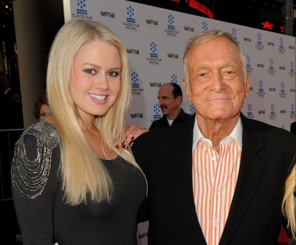 Miss January Anna Sophia Berglund and Hugh Hefner step out at Day 1 of TCM Classic Film Festival 2011 in Los Angeles on April 28, 2011 