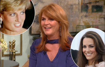 Sarah Ferguson stops by Access Hollywood Live on June 20, 2011 / inset top: Princess Diana, inset bottom: Princess Catherine