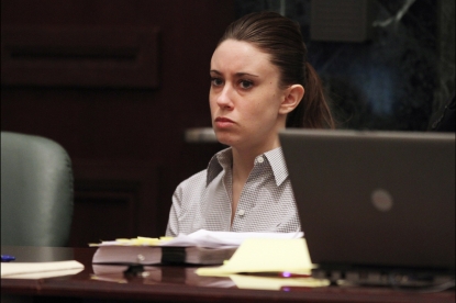 Casey Anthony listens to the testimony of Krystal Holloway, who claims to have had an affair with Anthony’s father, during her murder trial at the Orange County Courthouse, Orlando, Fla., on June 30, 2011