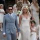 Kate Moss and new husband Jamie Hince are photographed outside the church after their wedding on July 1, 2011 in Southrop, England