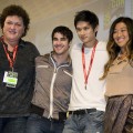 “Glee” stars Dot-Marie Jones, Darren Criss, Harry Shum Jr. and Jenna Ushkowitz speak on stage during day four of Comic-Con held at the San Diego Convention Center in San Diego, Calif., on July 24, 2011
