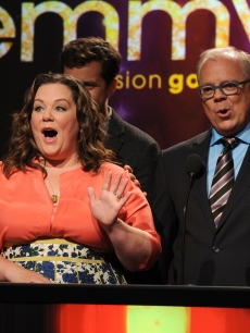 Melissa McCarthy, Joshua Jackson, and Television Academy Chairman & CEO John Shaffner announce the nominees for Lead Actress in a Comedy Series during the 63rd Primetime Emmy Awards Nominations held at Leonard H. Goldenson Theatre in North Hollywood, Calif. on July 14, 2011 