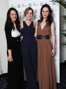 Jessica Brown Findlay, Laura Carmichael and Michelle Dockery attend an Evening With “Downton Abbey” - Raising Money For Merlin - The Medical Relief Charity at The Savoy Hotel, London, on July 14, 2011