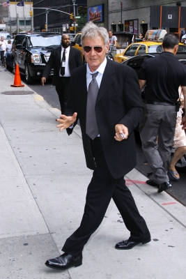 Harrison Ford stops by the “Late Show with David Letterman” in New York City on July 18, 2011
