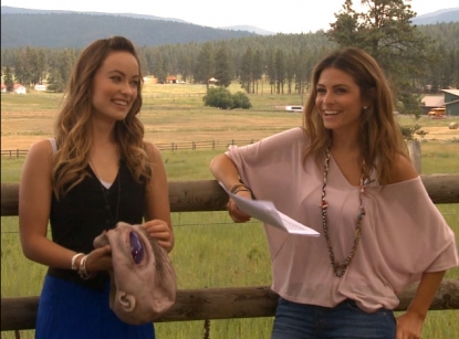 Olivia Wilde chats with Access Hollywood’s Maria Menounos at the “Cowboys & Aliens” junket in Montana, July 2011