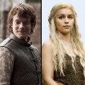 Alfie Allen as Theon Greyjoy, Emilia Clarke as Daenerys Targaryen