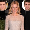 Elizabeth Banks, inset: Josh Hutcherson, Liam Hemsworth