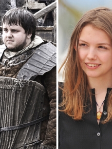 John Bradley West in “Game of Thrones” (left), Hannah Murray at Cannes (right)