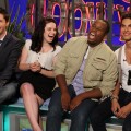 The final four on “The Glee Project” — Alex, Damian, Lindsay and Samuel — have a laugh on the set of Access Hollywood Live on August 15, 2011