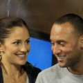 Minka Kelly and Derek Jeter of the New York Yanklees watch as Novak Djokovic of Serbia plays against James Blake of the United States during his men’s singles match on day six of the 2010 U.S. Open at the USTA Billie Jean King National Tennis Center on September 4, 2010 in the Flushing neighborhood of the Queens borough of New York City on September 4, 2010