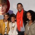 Jaden Smith, Willow Smith, Will Smith and Jada Pinkett Smith arrive at the “Justin Bieber: Never Say Never” Los Angeles premiere held at Nokia Theatre L.A. Live in Los Angeles on February 8, 2011 / inset: Justin Bieber
