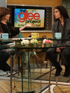 “The Glee Project” winners Samuel Larsen and Damian McGinty chat with Kit Hoover and guest co-host Arsenio Hall on Access Hollywood Live on August 22, 2011