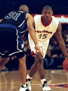 Ron Artest #15 of the St John’‘s Red Storm dribbles during the game against the Duke Blue Devils at the Madison Square Garden in New York, New York. The Blue Devils defeated the Red Storm 92-88, Jan. 24, 1999