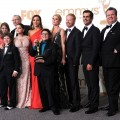 Sarah Hyland, Nolan Gould, Ariel Winter, Ed O’Neill, Sofía Vergara, Rico Rodriguez, Julie Bowen, Jesse Tyler Ferguson, Ty Burrell and Eric Stonestreet of ‘Modern Family’ pose in the press room after winning Outstanding Comedy Series during the 63rd Annual Primetime Emmy Awards