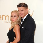 David Boreanaz and Jaime Bergman arrive at the 63rd Primetime Emmy Awards at the Nokia Theatre L.A. Live in Los Angeles on September 18, 2011