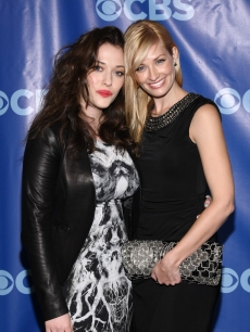 Kat Dennings and Beth Behrs attend the 2011 CBS Upfront at The Tent at Lincoln Center, NYC, on May 18, 2011