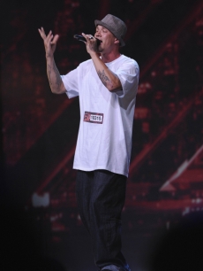 Chris Rene, 28, performs in front of the judges and thousands of audience members on “The X Factor’s” debut episode on September 21, 2011